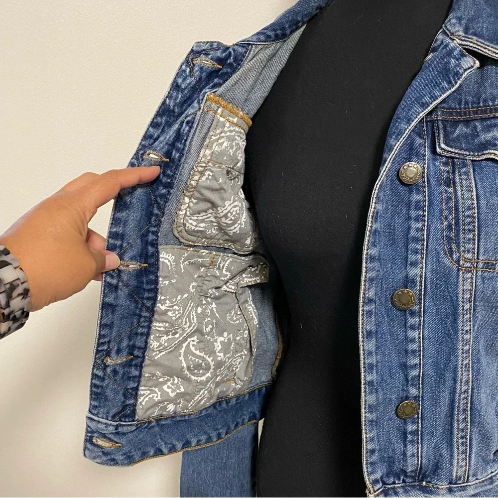 Free People Jacket Women’s Size Small Medium Wash Denim Jacket - Picture 4 of 14